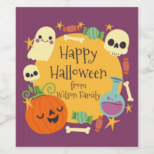 Retro Halloween Spooky Weinetikett (Einzelnes Label)