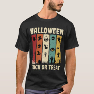 Retro-Halloween-Süßes-oder-Saures-gruselige-Icons T-Shirt