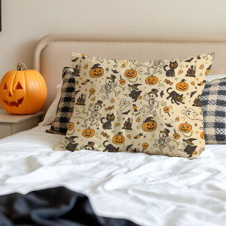 Retro-Halloween tanzende Skelette Retro-Cartoon Dekokissen