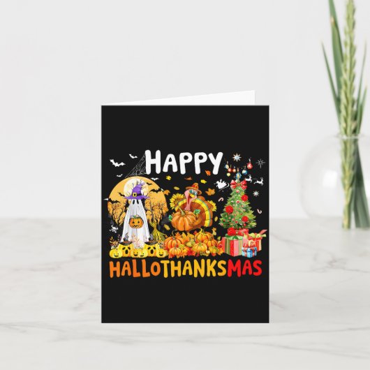 Retro Halloween Thanksgiving Christmas Happy Hallo Karte (Vorderseite)