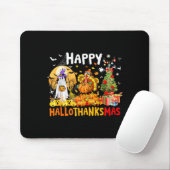 Retro Halloween Thanksgiving Christmas Happy Hallo Mousepad (Mit Mouse)
