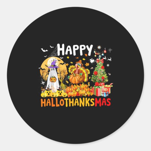 Retro Halloween Thanksgiving Christmas Happy Hallo Runder Aufkleber (Vorderseite)