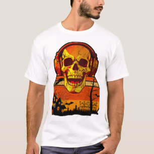 Retro-Halloween-Totenkopf-Aufkleber T-Shirt