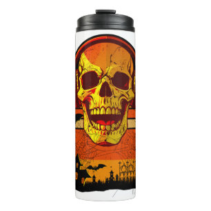 Retro-Halloween-Totenkopf-Aufkleber Thermosbecher