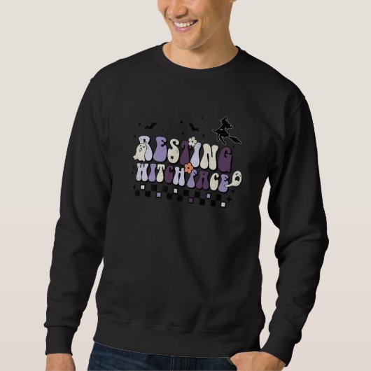 Retro Halloween trendy spooky süßer Geist Sweatshirt (Vorderseite)