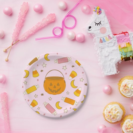 Retro Halloween Trick oder Treat Costume (Pink) Pa Pappteller (Party)