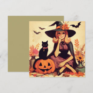 Retro Halloween und Black Flat Grußkarte Karte