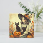 Retro Halloween und Black Flat Grußkarte Karte (Stehend Vorderseite)