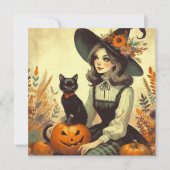 Retro Halloween und Black Flat Grußkarte Karte (Vorderseite)