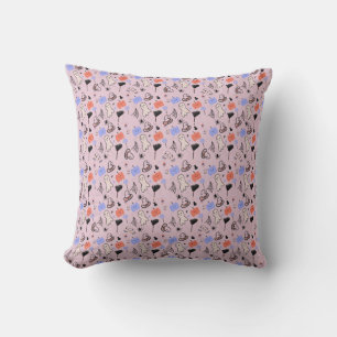 Retro-Halloween-Vintage-Themen-Doodle Pink Kissen