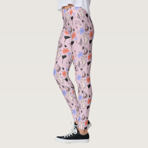 Retro-Halloween-Vintage-Themen-Doodle Pink  Leggings