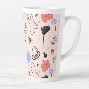 Retro-Halloween-vintage-themenbezogene Doodles Kaf Milchtasse