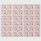 Retro Halloween Vintage Themendoodles Geschenkpapier (Flach)