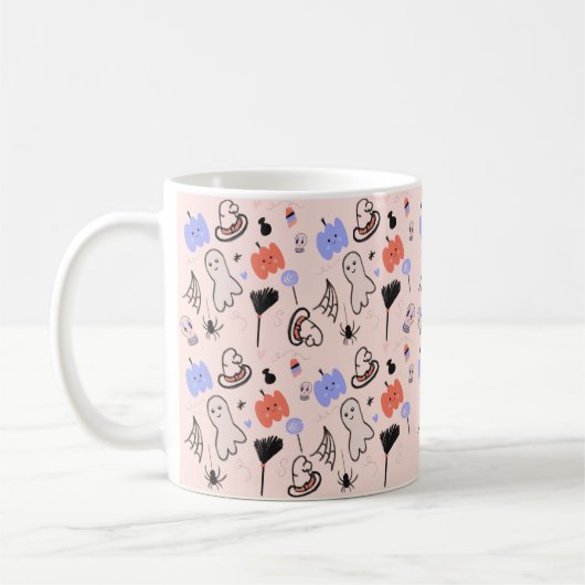 Retro Halloween Vintage Themendoodles Kaffeetasse (Links)