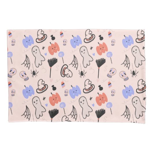 Retro Halloween Vintage Themendoodles Kissenbezug (Vorderseite)