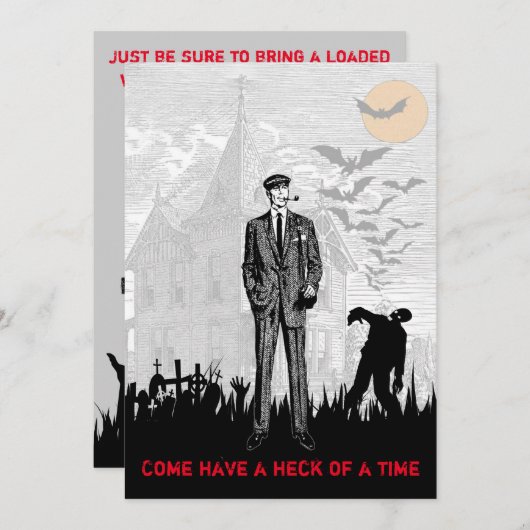 Retro Halloween Zombie Apokalypse Party Einladung (Vorne/Hinten)