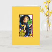 Retro Halloweentrick-oder -Leckerei-Gruß-Karte Karte (Gelbe Blume)