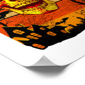 Retro Hallowen Skull Sticker Poster (Ecke)