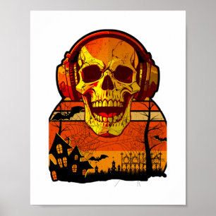 Retro Hallowen Skull Sticker Poster