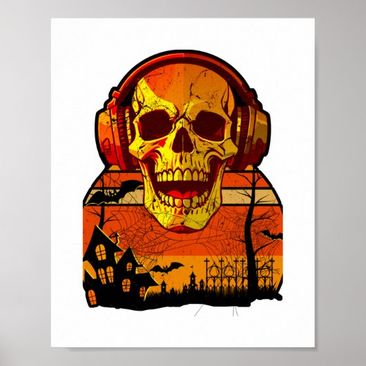 Retro Hallowen Skull Sticker Poster (Vorne)