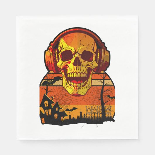 Retro Hallowen Skull Sticker Serviette (Vorderseite)
