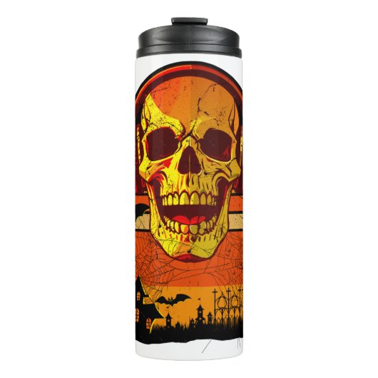 Retro Hallowen Skull Sticker Thermosbecher (Vorderseite)