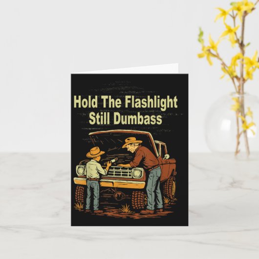 Retro halten Sie die Blitzleuchte still Dumb Auto Karte (Gelbe Blume)