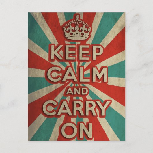 Retro halten Sie sich ruhig und tragen Sie weiter Postkarte (Vorderseite)