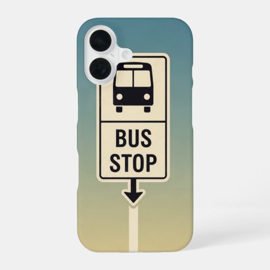 Retro-Haltestellenschild iPhone 16 Hülle (Rückseite)