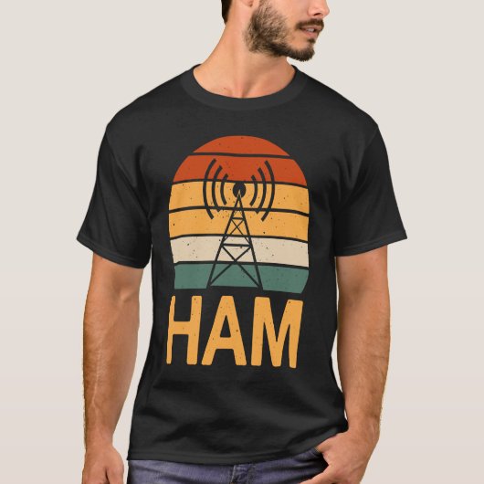 Retro Ham Radio Operator Costume Radio Tower T-Shirt (Vorderseite)