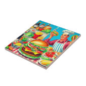 Retro Hamburger Comic Illustration Fliese (Seite)