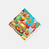 Retro Hamburger Comic Illustration Serviette (Ecke)