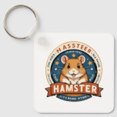 Retro-Hamster-Ringe-Emblem-Kunst Schlüsselanhänger (Vorderseite)