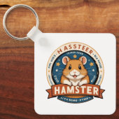 Retro-Hamster-Ringe-Emblem-Kunst Schlüsselanhänger (Vorderseite)