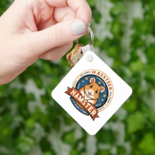 Retro-Hamster-Ringe-Emblem-Kunst Schlüsselanhänger