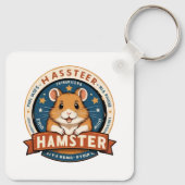Retro-Hamster-Ringe-Emblem-Kunst Schlüsselanhänger (Rückseite)