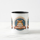 Retro-Hamster-Ringe-Emblem-Kunst Tasse (Zentrum)