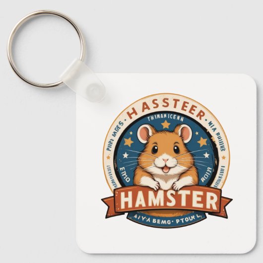 Retro Hamster Rings Emblem Art Schlüsselanhänger (Vorderseite)