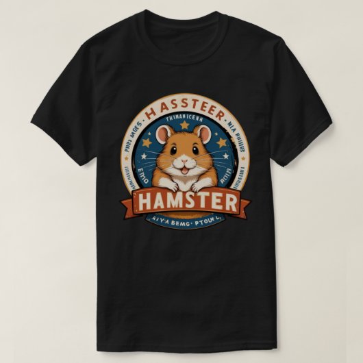 Retro Hamster Rings Emblem Art T-Shirt (Design vorne)