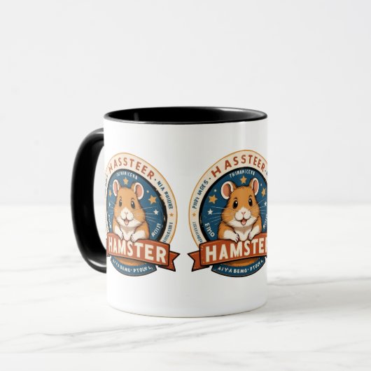 Retro Hamster Rings Emblem Art Tasse (Vorderseite Links)