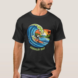 Retro Hanalei Bay Kauai North Shore Surfing  T-Shirt