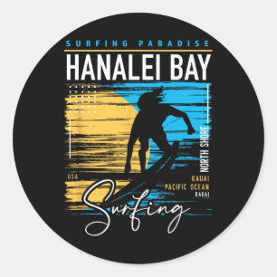 Retro Hanalei Y Kauai Nordküste Surfen Surf Haw Runder Aufkleber