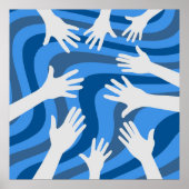 Retro Hand Blue Lines Art Poster (Vorne)