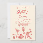 Retro Hand Draconquette Geburtstagsfest Party Einladung (Vorderseite)