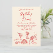 Retro Hand Draconquette Geburtstagsfest Party Einladung (Stehend Vorderseite)