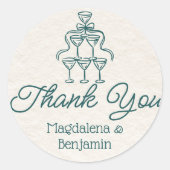 Retro Hand Drawn Aquamarin Champagner Tower Vielen Runder Aufkleber (Vorderseite)