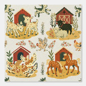 Retro hand drawn Baby Farm Animals Cream Tapete (Vorderseite)