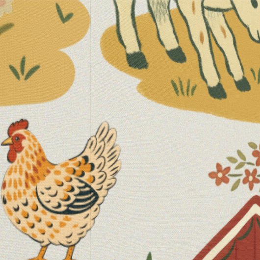 Retro hand drawn Baby Farm Animals Cream Tapete (Naht)