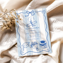 Retro Hand Drawn Blue Abschluss