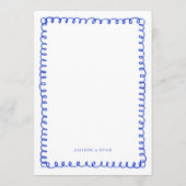 Retro Hand Drawn Blue French Wedding Menükarte (Rückseite)